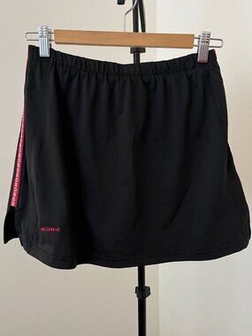 🎾 Bolle Sport Black + Red Tennis Skort | Side Stripe | Ball Pocket | Women's M